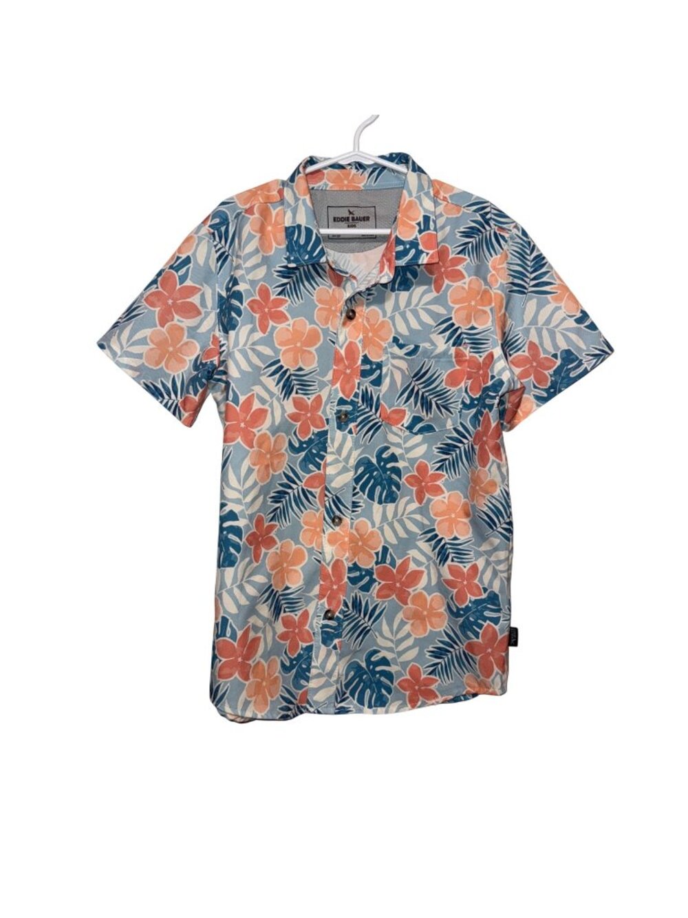 Eddie Bauer Kids Floral Button-Up Short Sleeve Shirt Size 10 Tropical Print